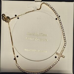 Gold Sterling Silver Cubic Zirconia Bracelet. Giftable